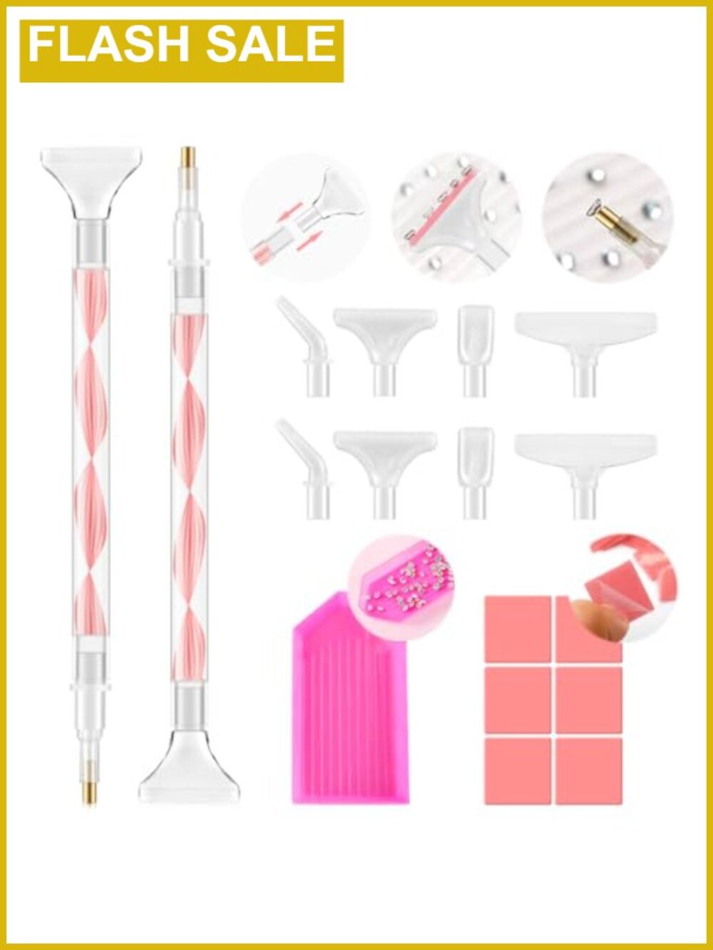 Rhinestone Picker Tool Kit, Dual-Ended Applicator with 12 Tips, Clay